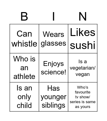 Find someone who Bingo Card