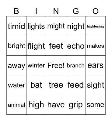Bat Bingo Card