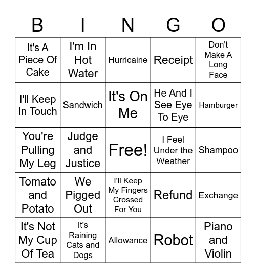 Lesson 3 + 4 Review Bingo Card