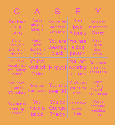 The one where the girls go to Charleston Bingo Card