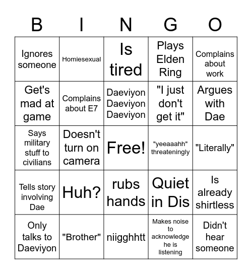 Jon's Bingo Card