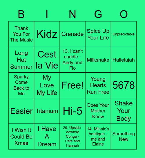 Green - Kiera Bingo Card