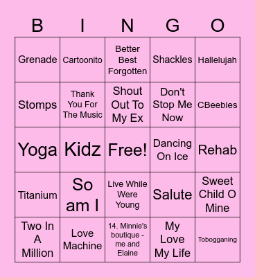 Pink - Kiera Bingo Card