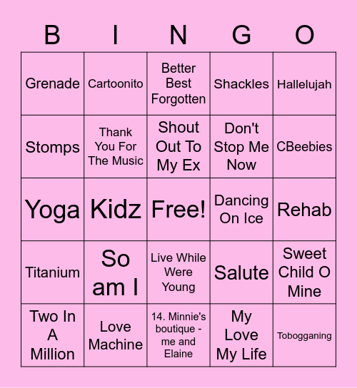 Pink - Kiera Bingo Card