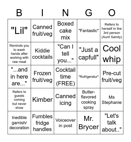 Semi-Homemade Bingo Card