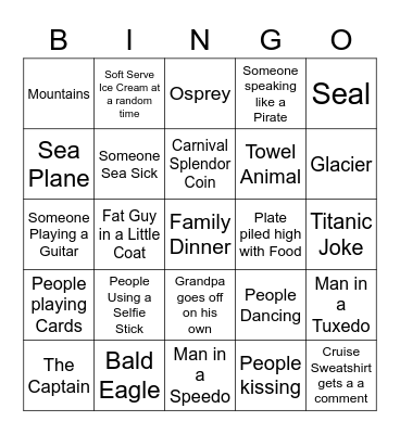 Awesome Alaska Rhodes Cruise Bingo Card