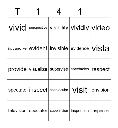 Teal 141 Bingo Card
