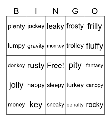y and ey Bingo Card