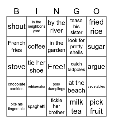 THC4 U7 & U8 vocab Bingo Card