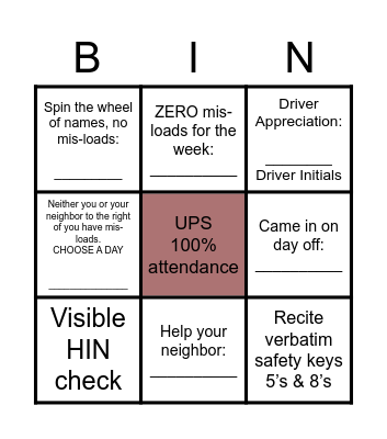 UPS PRELOAD SUMMER BINGO MADNESS Bingo Card