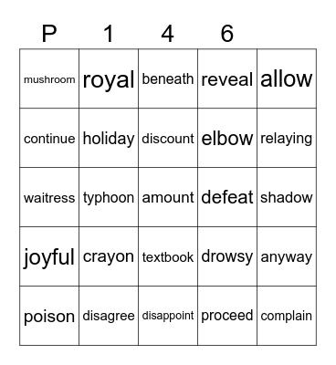 Purple 146 Bingo Card