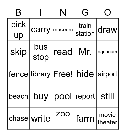 Unit 10-11 Bingo Card