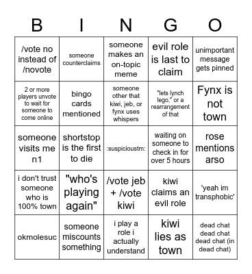 Mafia Bingo Time Bingo Card