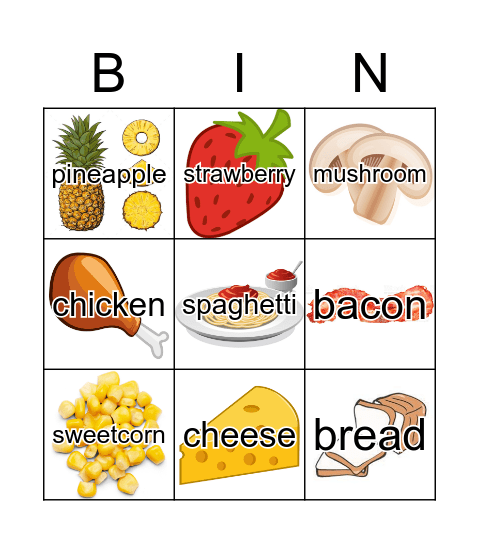 FOOD BINGO Card