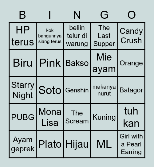 YJ's Bingo Card
