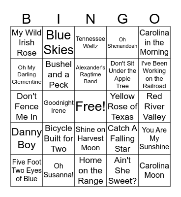 Music Bingo Card