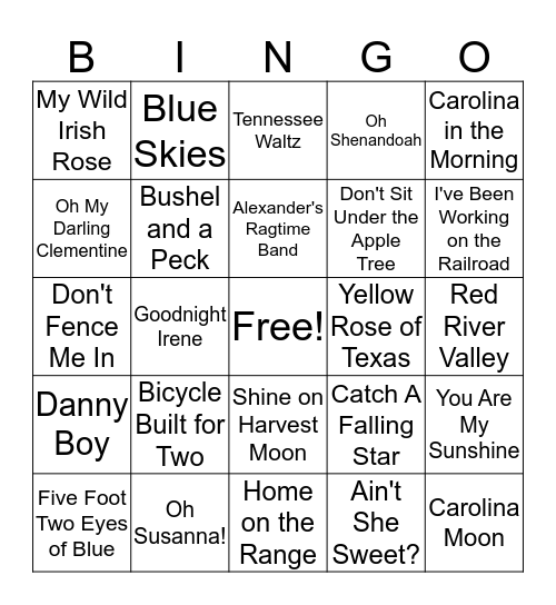 Music Bingo Card