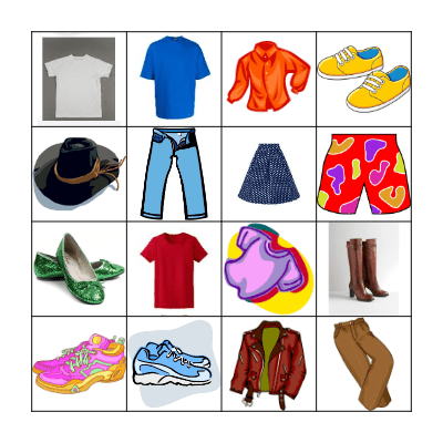 i vestiti colorati Bingo Card