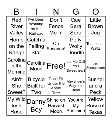 Music Bingo Card