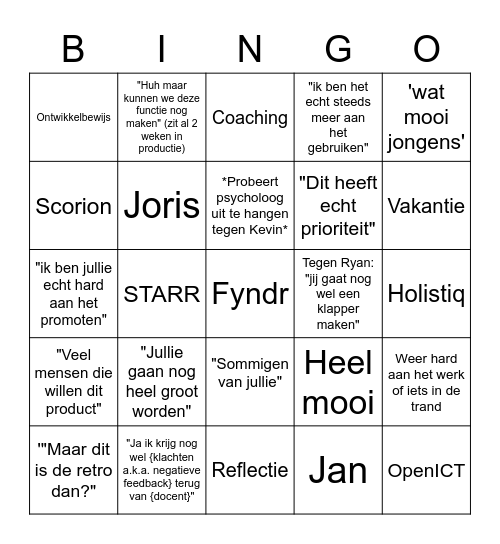 Gert Bingo Card