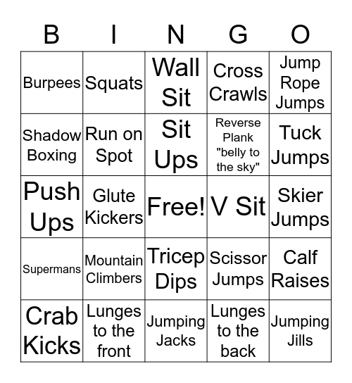 Fitness B"ingo Bingo Card