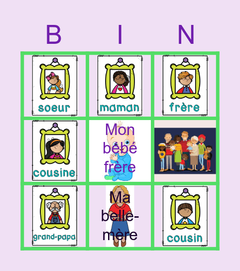 Ma famille Bingo Card