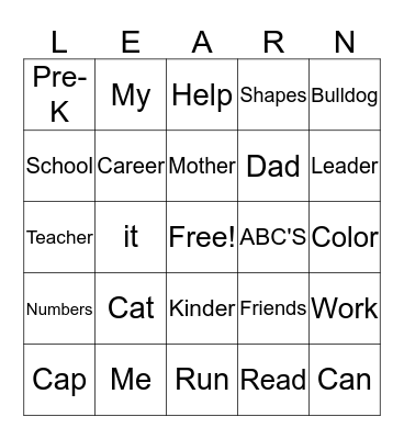 Education, Go Get It! Bingo Card