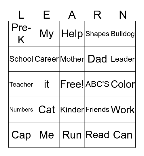 Education, Go Get It! Bingo Card