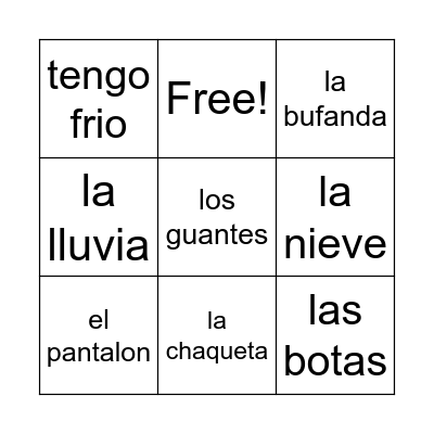 INVIERNO Bingo Card