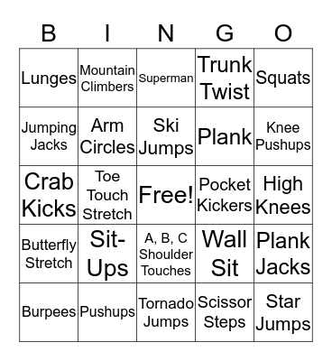FITness BINGO Card