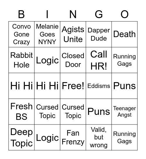 Lunch Crew Bingo Mk. 2 Bingo Card