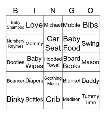 Madison's Bingo Card