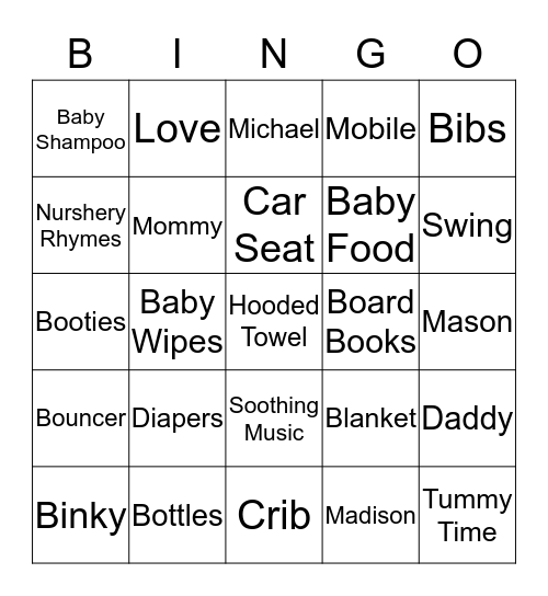 Madison's Bingo Card