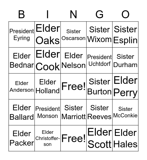 LDS Leadership Bingo Card