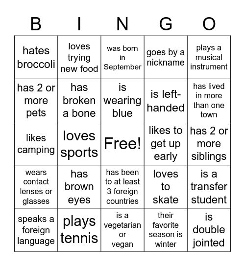 SNAP DAY Bingo Card