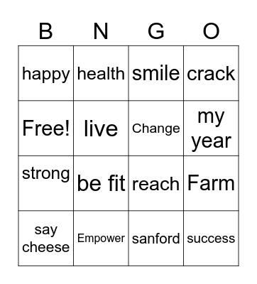Showplace Health Expo Bingo Card