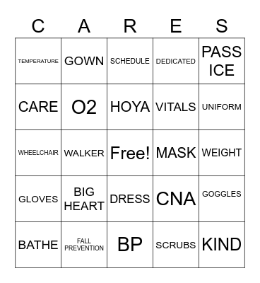 CNA WEEK BINGO Card