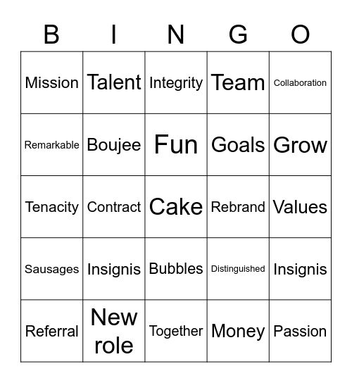 Insignis launch day word Bingo Card