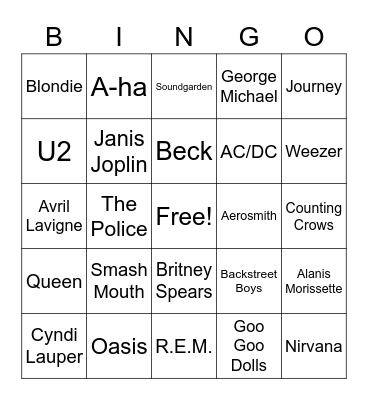 70s, 80s & 90s Bingo! Bingo Card