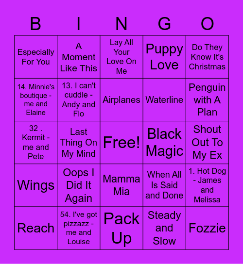 Purple - Zuma Bingo Card