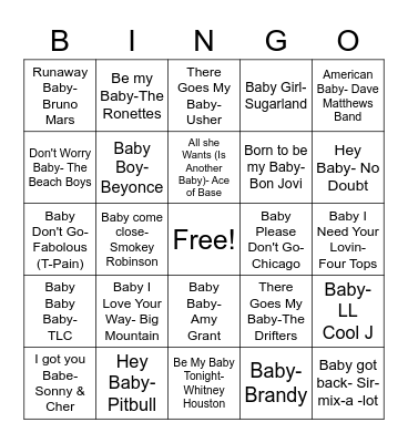 Musical Baby BINGO Card