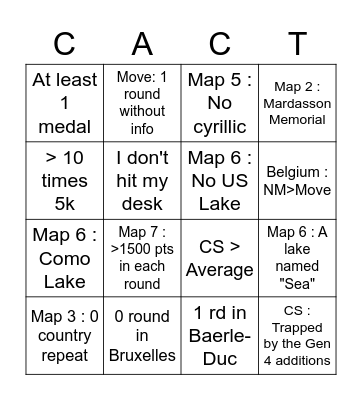 Cactus League S2 #1 Bingo Card