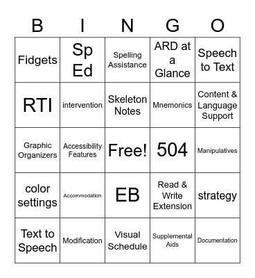 Making Accommodations Work for You Bingo Card
