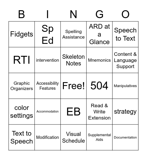 Making Accommodations Work for You Bingo Card