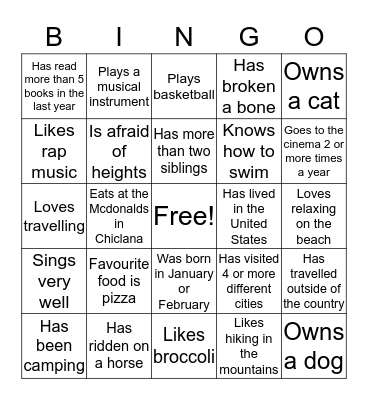 Human BINGO Card