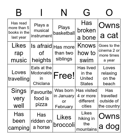 Human BINGO Card