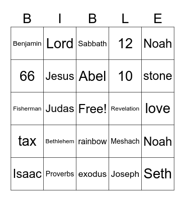 Bible Bingo Card