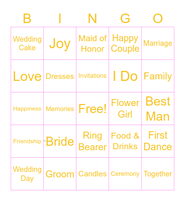 Bridal Shower Bingo Card