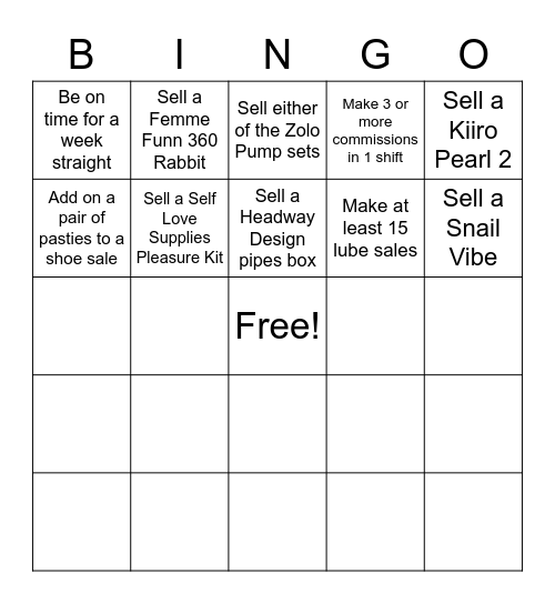Starship Bingo Card