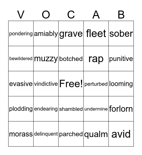 Teenage Wasteland Bingo Card